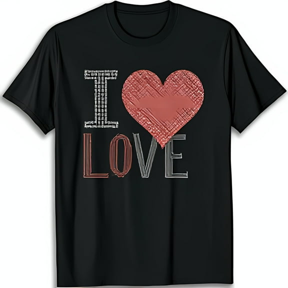 Black Love T-Shirt with Heart Design for s Day