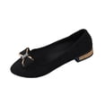 thumbnail image 1 of Black Low Heel Pumps For Women Pu Material British Style Embellished Metal Bow Round Toe Slip On Shoes Comfortable Spring Summer Footwear Size 40, 1 of 9