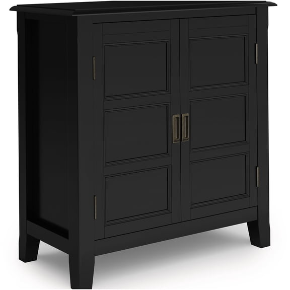 Black Low Storage Cabinet with Adjustable Shelves, Solid Wood Multipurpose Organizer for Living Room, Bedroom, Entryway