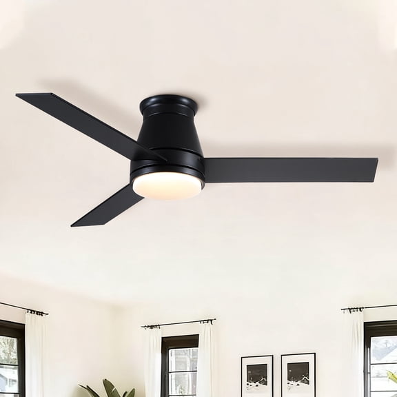 Black Lowe 48 Profile Ceiling Fan with LED Light  Remote Control