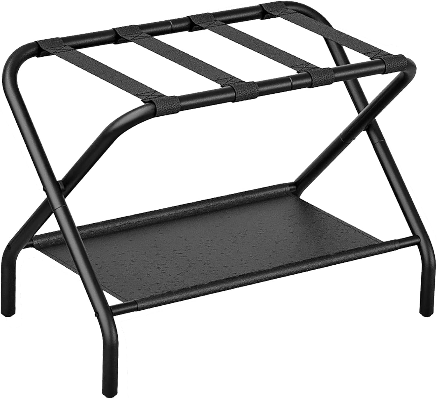 Guest Storage Rack Black Luggage Rack,Suitcase Stand with Fabric Storage Shelf, Luggage ...