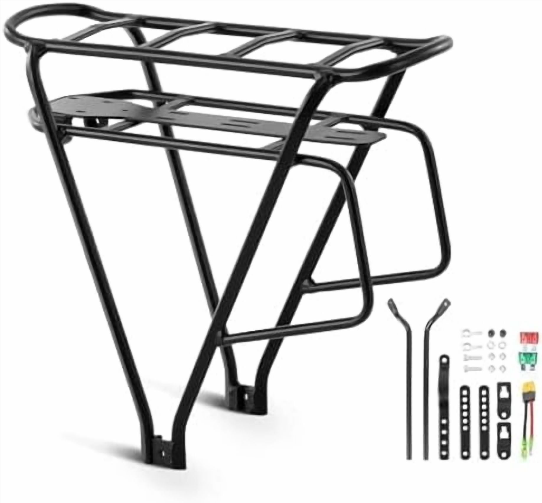 YOSE POWER Rear Ebike Battery Rack - Black Luggage Carrier For 36V Rear Battery, Fits 26-28 Inch Disc/V Brake Bikes
