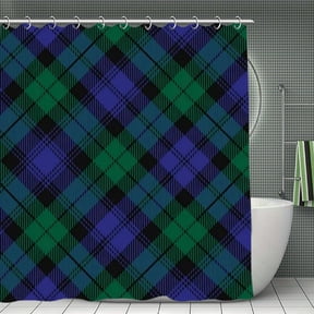 Black Lumberjack Plaid Waterproof Polyester Shower Curtain Heavy-Duty Blackout Fabric, Machine Washable, Decorative for Tub & Shower 70.8×70.8Inch (180×180cm)