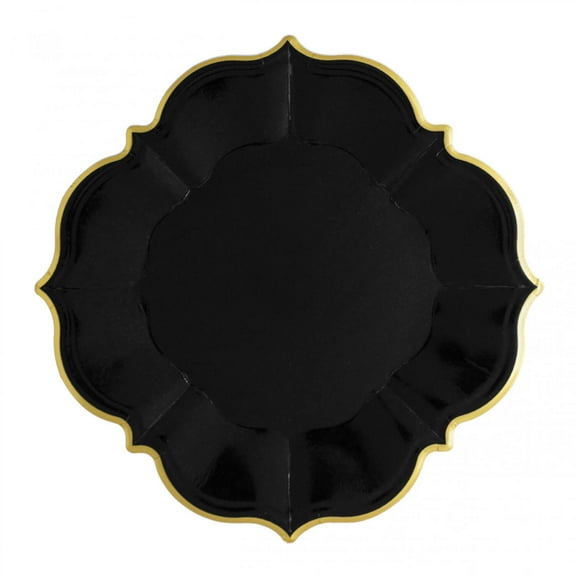 Black Lunch Plates | Unique Porcelain Inspired Party Paper Plates