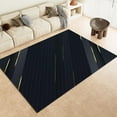 thumbnail image 1 of Black Luxury Area Rug Stylish Geometric Gold Striped Rugs Modern Non Slip Washable Easy Clean Low Pile Soft For Bedroom Indoor Decor-5' × 7', 1 of 6