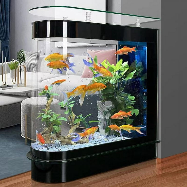 Black Luxury Large Fish Tank 125Gal LED Aquarium Kit Upright Fish Tank  Large Glass Fishbowl Glsaa Bar for Patios Living Office Room