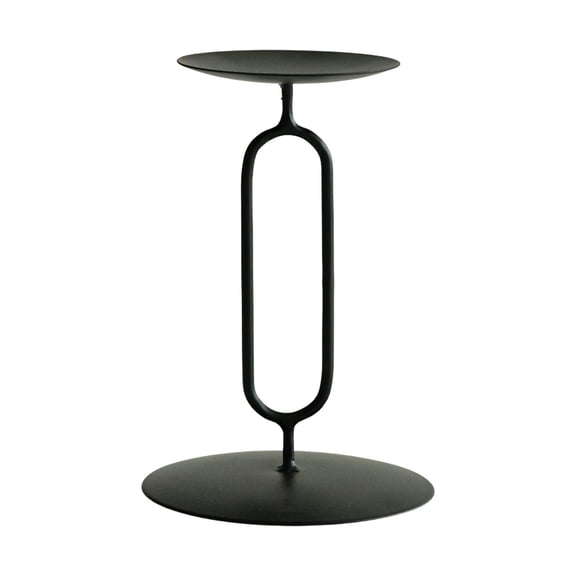 Black M Candlestick Holder Scandinavian Style O Shaped Iron Black Color Size Medium 5.12X3.54X2.76 Inches For Home Decor Dining Table Desktop Decoration Romantic Ambience Festive Decoratio