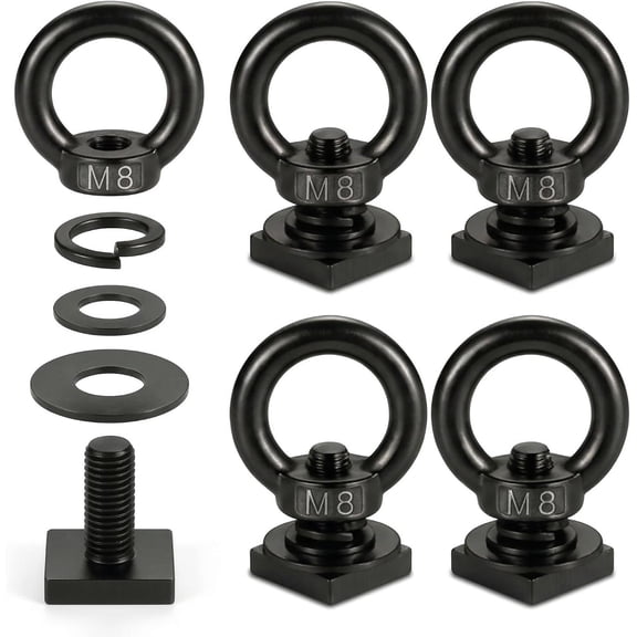 Black M8 T Track Mount Tie Down Anchor for Roof Rack, 4 Pack