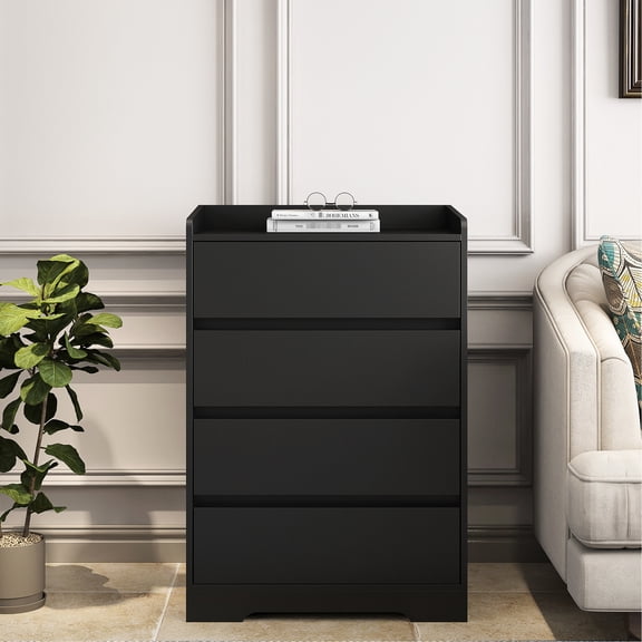 Black MDF Cabinet - Ample Drawer Capacity - Living Space Arrangement - Simple Installation