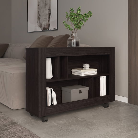 Black MDF Console Table with Casters | Multi - functional for Various Rooms | Easy Mobility and Contemporary Look