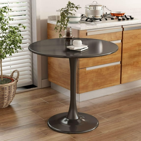 Black MDF Tulip Table - 24.00 in Round for Dining or Coffee Use