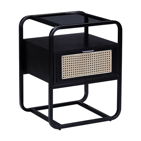 Black MDF and Metal - Drawer Storage with 3/4 Extension - Bedroom Setting - Sturdy and Functional