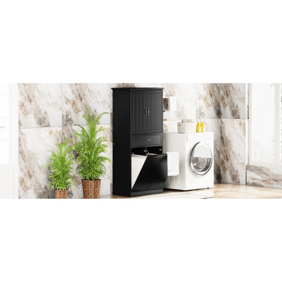 Black MDF storage | Anti-tipping & adjustable | Bathroom or laundry use