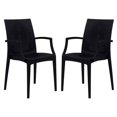 Black Mace Modern Stackable Plastic Weave Design Indoor Outdoor Dining