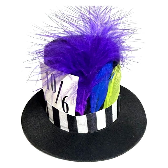 Black Mad Hatter Mini Top Hat Headband Costume Accessory