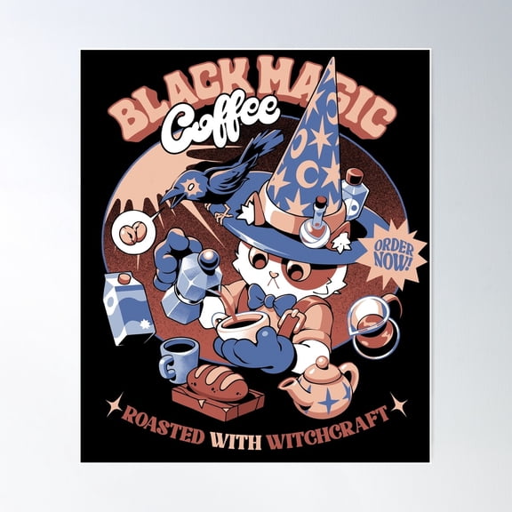 Black Magic Coffee - Black Poster Wall Art, Modern Wall Decor For Living Room Bedroom, 24x36 UNFRAMED