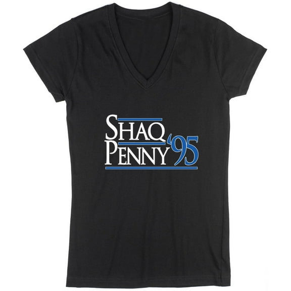 Black Magic Shaq Shaquille O'Neal Penny Hardaway 1995 LADIES V-NECK T-shirt ADULT