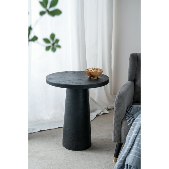 Black Magnesium Round Side Table - 22x22x25.5" Pedestal Oxide