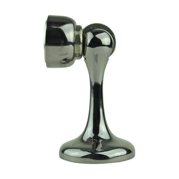 Black Magnetic Door Stopper Safety Catch Open Door Holder Durable Zinc Alloy Nickel Finish Magnetic Door Stop Bumper Soft Catcher w/Screws | Renovators Supply