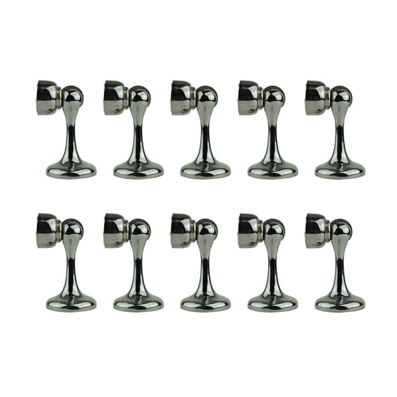 Black Magnetic Door Stopper Safety Catch Open Door Holder Durable Zinc Alloy Nickel Finish Magnetic Door Stop Bumper Soft Catcher w/Screws | Renovators Supply Pack of 10