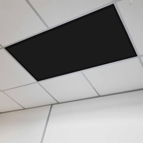 Black Magnetic Fluorescent Light Covers for Ceiling Lights 2 x 4 Feet, Pure Black Office Classroom Kitchen Drop Ceiling Light Covers Lighting Filters Shade Panel 1 Pack