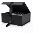thumbnail image 1 of Black Magnetic Gift Box with Ribbon, 8.6×6.7×3.3 Inch Collapsible Cardboard Present Container, Luxury Rectangle Storage Box for Wedding, Christmas, Halloween & Birthday Gifting, 1 of 5