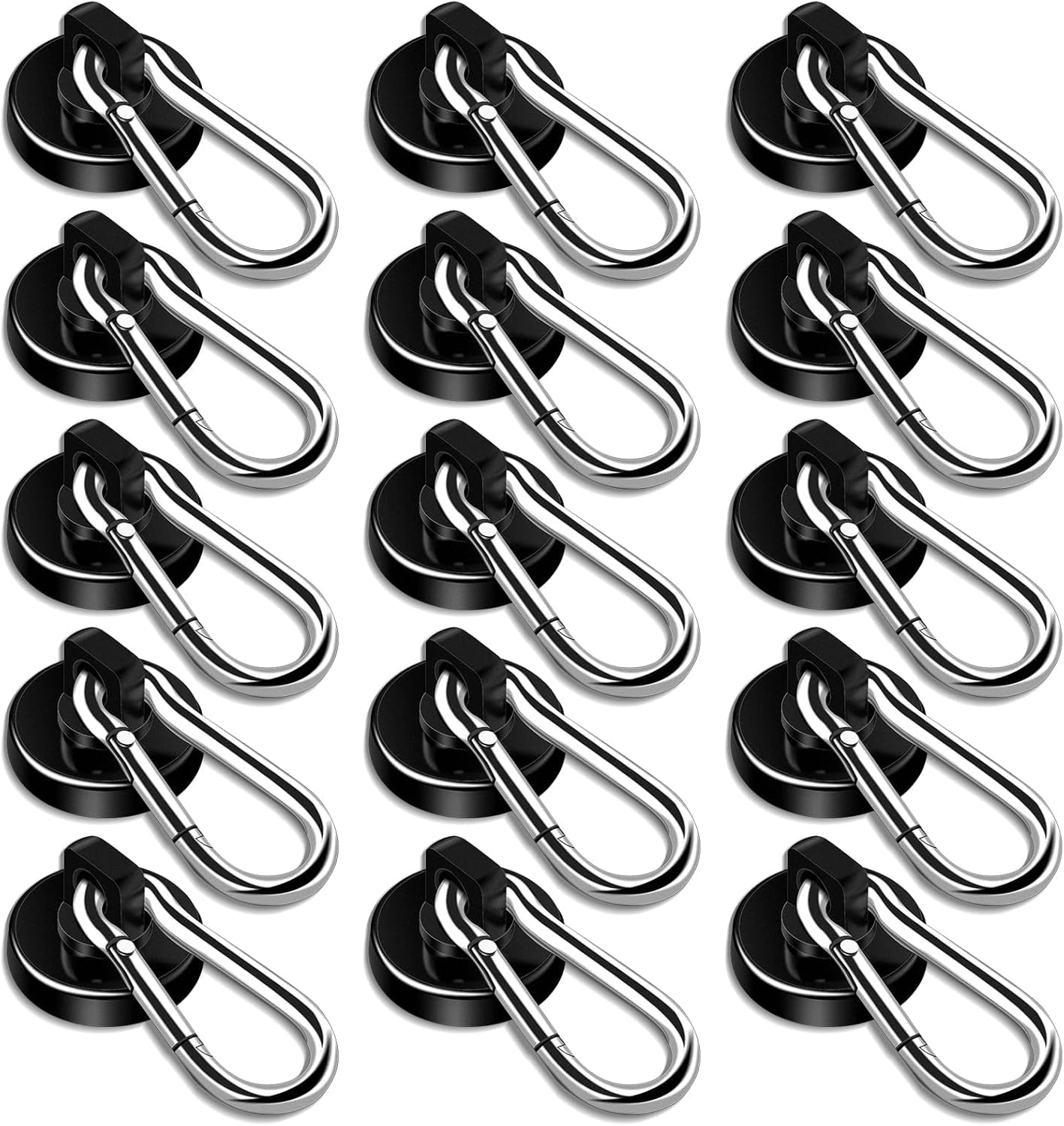Black Magnetic Hooks,70LBS Strong Heavy Duty Neodymium Magnet Magnetics Hook for Hanging at Home, Office Locker, Workplace, Refrigerator, Cruise Ship or Travel, 15Pack