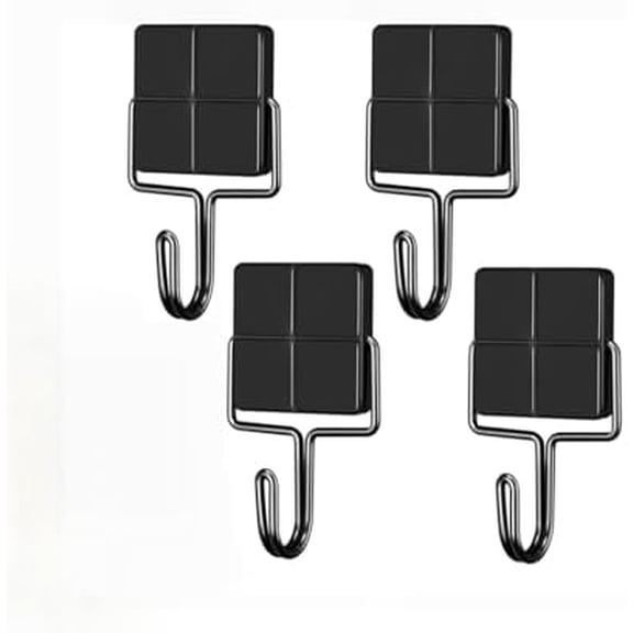 Black Magnetic Hooks Heavy Duty, Strong Neodymium Magnet Hooks for Fridge, Refrigerator Magnet with Hook for Hanging, Locker, Kitchen, Cruise, Grill, Industrial Magnetic Hooks, 4 Pack
