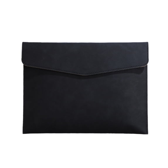 Black Magnetic Snap File Folder Organizer Imitation Leather For Documents A5 Size Large Capacity Holds 100 Sheets Portable Office School Essential