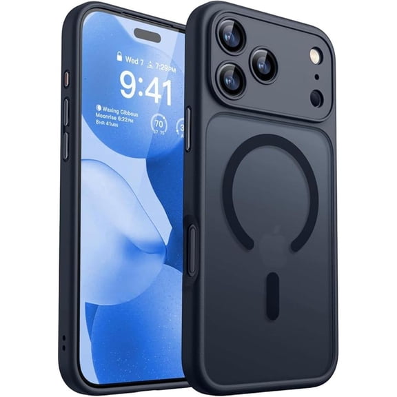 Black Magnetic for iPhone 17 Pro Max Case, Upgraded [Full Camera Protection] [Compatible with Magsafe] [Translucent Matte] Shockproof Protective Phone Case