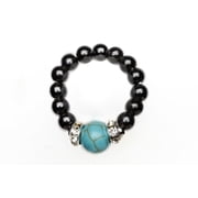 Black Magnets & Turquoise Magnetic Hematite Ring Size S
