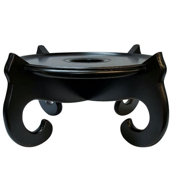 Black Mahogany Chinese Fish Bowl/Planter Stand (9.5 " Dia X 5" H) - Oriental Furniture Warehouse