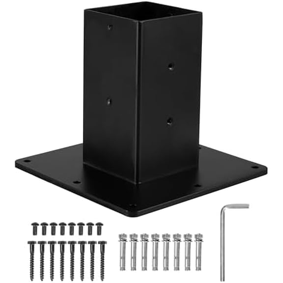 Black Mailbox Post Mount Base Plate Mounting Bracket - Works with Mailboxes - No Wood Required, Slides Over Bracket 43x4x4 - (8x8x7 in.)$$