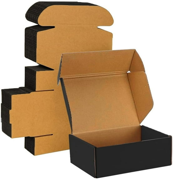 Black Mailer Boxes (Kraft Inside) 18 x 12 x 6" - 25 Pack Black Corrugated Boxes Corrugated Cardboard Shipping Boxes, Custom Mailing Boxes for Shipping Made in USA