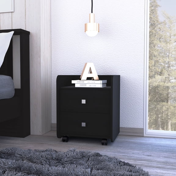 Black Main Color, Two Drawer Design - Store Daily Necessities - Living Room Side Table - Modern Decor Style