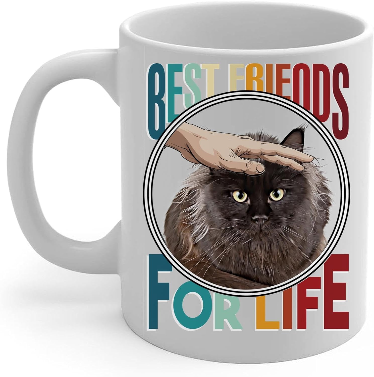 Black Maine Coon Cat And Owner Friendship Coffee Mug White Ceramic Tea