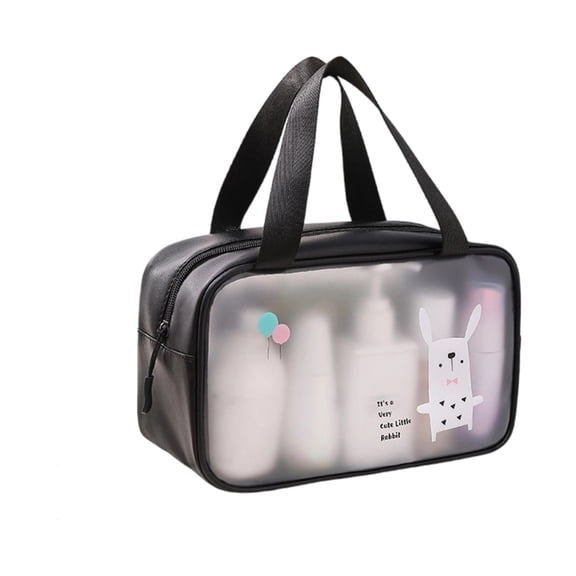Black Makeup Organizer Clear Makeup Organizer Waterproof Pouch for Travel and Bathroom Use, Makeup and Skincare Organizer with Handle, Toiletry Organizer for Women