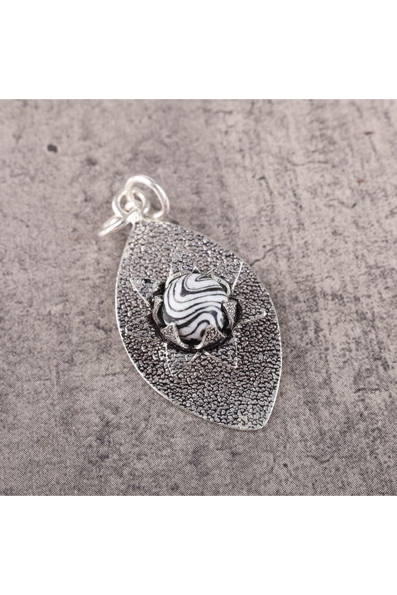 Black Malachite Pendant 925 Sterling Silver Jewelry