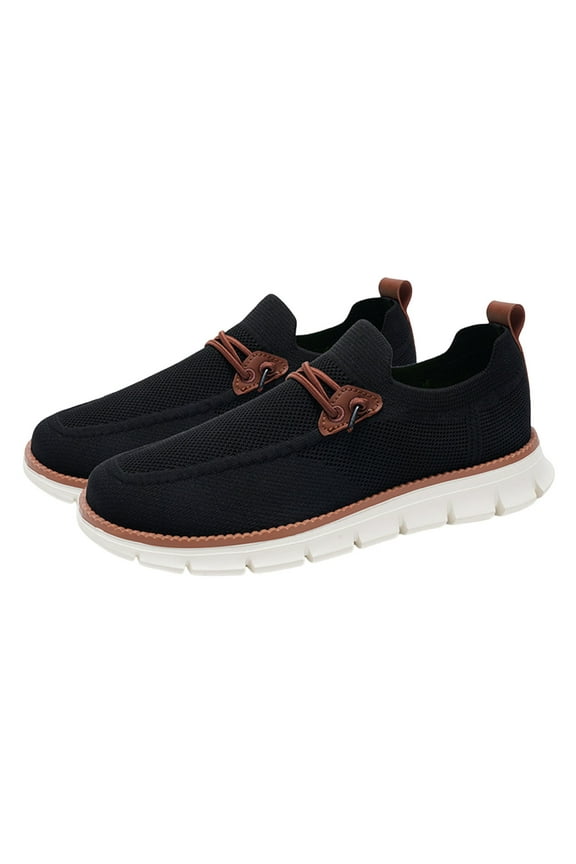 Black Male Casual Shoes With Mesh Fabric And Flexible Sole For Everyday Comfort Breathable Construction And Easy Slip-On Style