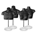 thumbnail image 1 of Black Male + Female Mannequin Chest Long Hollow Back Body Torso Set w/ Acrylic Stand with Metal Pole & Hanging Hook, S-M Size (2), 1 of 4