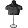 thumbnail image 1 of Black Male Mannequin Chest Long Hollow Back Body Torso Set w/ Metal Stand with Metal Pole & Hanging Hook, S-M Size (1), 1 of 5
