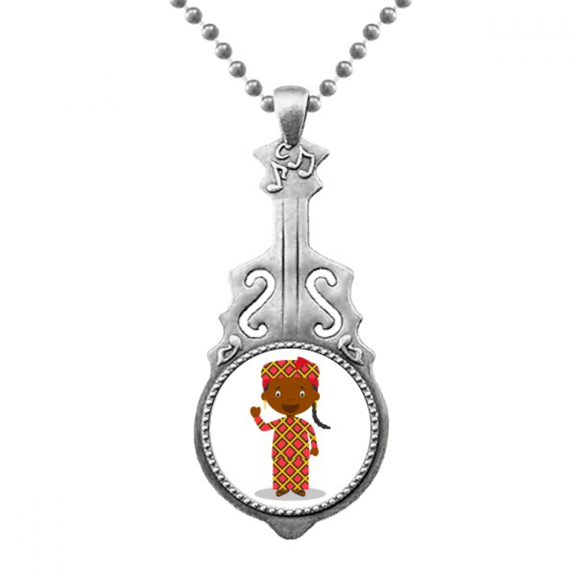 Black Mali Cartoon Art Deco Fashion Pendant Jewelry Music Guitar Torque Hangtag