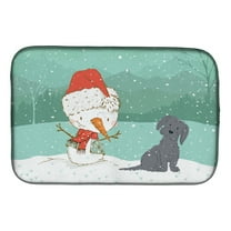 Black Maltese Snowman Christmas Dish Drying Mat