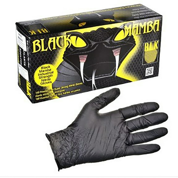 Black Mamba Black Powder Free Textured Nitrile Gloves (XX-Large) 100 per Box