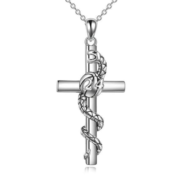 Black Mamba Memorial Jewelry for Women Man 925 Sterling Silver Cross Necklace Gifts