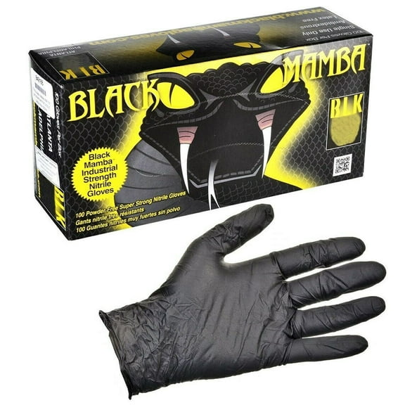 Black Mamba Black Powder Free Textured Nitrile Gloves (Large) 100 per Box