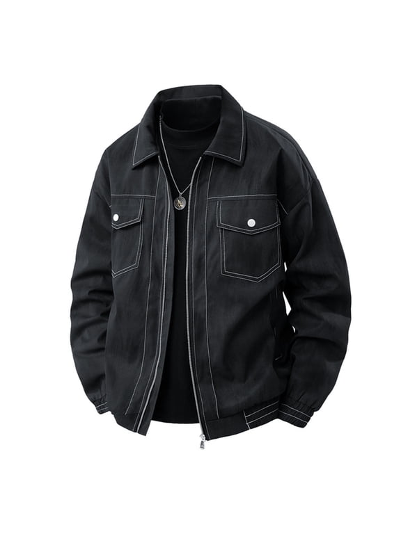 Black Man Collared Turtle Neck Lounge Zip Up Jacket Coats for Mens Long Sleeve Vintage Cardigan Winter Fall Jacket 2026 5XL
