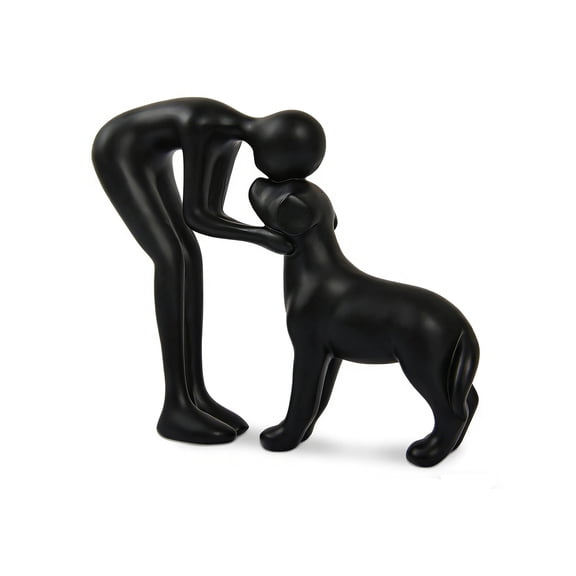 Black Man And Dog Statue Figurine With Hand-Carved Resin Finish Pet Lover Memorial Sculpture For Home Decor Desk Display And Dog Memorial Gift 6.2X5.3X1.1In 0.62Lb