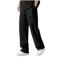 thumbnail image 1 of Black Man Faux Gauze Linen Pants for Mens Thin Pleated Paperbag Straight Leg Basic Long Leg Fall Summer 2026 Clothing Y2K S, 1 of 8