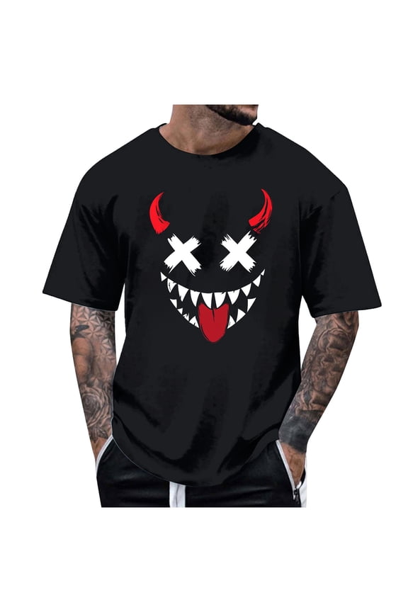 Black Man Short Sleeve T Shirts Skeleton Graphic Tops Tee for Mens Boat Neck Happy Festival Halloween Casual Funny Fall Summer Tee Shirt 2026 Soft Comfy Clothes L